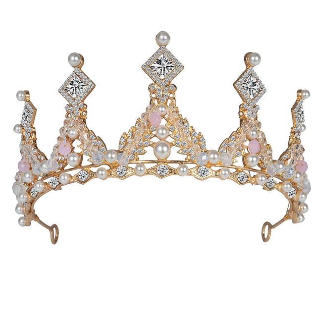 Romantic Butterfly Shape Princess Crown For Girls Handmade Rhinestone Tiara Pearl Headband For Birthday Wedding Model Catwalk