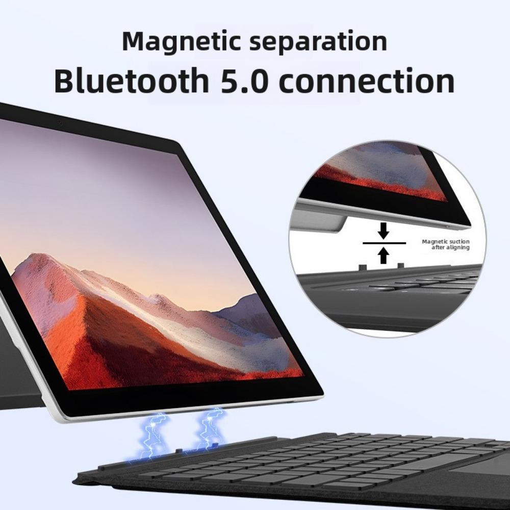 Renkli Arkadan Aydınlatmalı Manyetik Kablosuz Şarjlı Microsoft Surface Pro 9 için Bluetooth Klavye