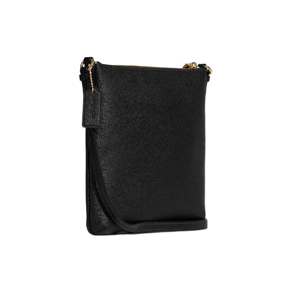 New COACH Rowan Cross Grain Leather Document Bag, Shoulder Bag, Crossbody Bag Mini Women's Black CE871-IMBLK
