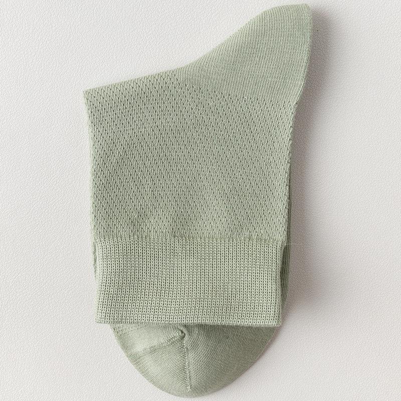 Breathable, Mid-calf Pure Cotton Socks: Mesh, Odor-resistant, Sweat-absorbing, Thin for Spring/summer, Solid Color, Seamless, Long Fit.