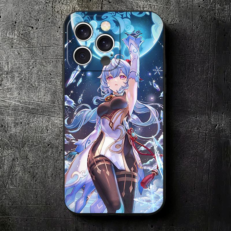 Genshin Impact Ganyu Soft Phone Case for iPhone 16 16E 17 Air 15 Pro Max 14 Plus 13 Mini 11 12 7 Black Cover Back Shell
