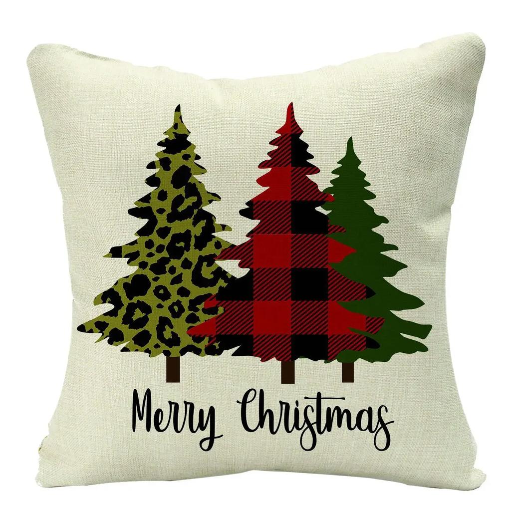 Christmas Cushion Cover Xmas Decorative Farmhouse Buffalo Check Pillowcase Holiday Party Decor Pillow Cover for Living Room Seat