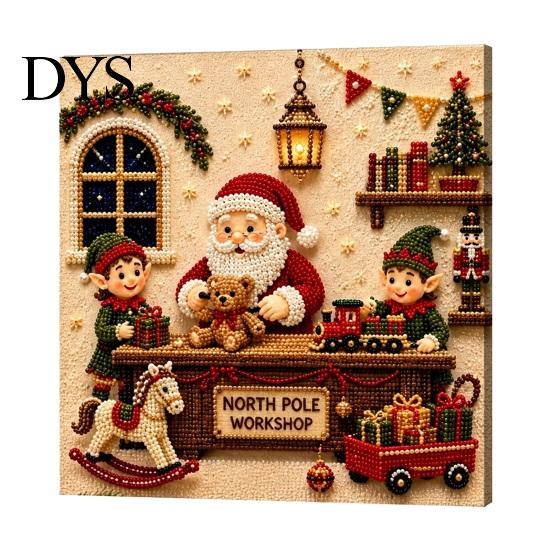 Artistic Leisure Activity DIY Christmas Pearl Painting Kit, Handmade Decorative Art Craft for Unique Holiday Desk Decoration Home Decor, Funny