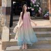 Korean Sweet Gradient Spaghetti Strap Beach Dress - 2026 Summer Seaside Vacation Design