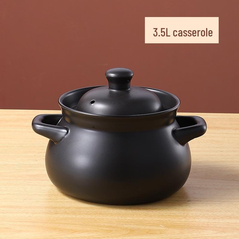 Tradiční hliněný kastrol - Odolný vysokým teplotám, Bezpečný pro otevřený oheň, Keramický hrnec na dušení a polévku pro domácí použití
