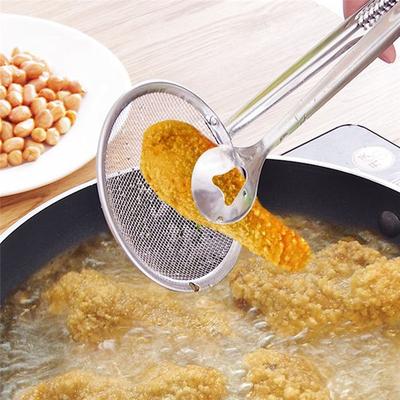 Kichen accessoires filtre multifonctionnel cuillère avec pince alimentaire cuisine huile-friture salade BBQ filtre