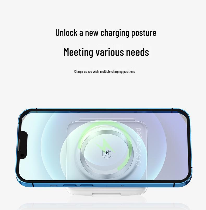 15W Folding Magnetic Travel Wireless Charger: Portable Multifunctional 3-in-1 Phone Charger