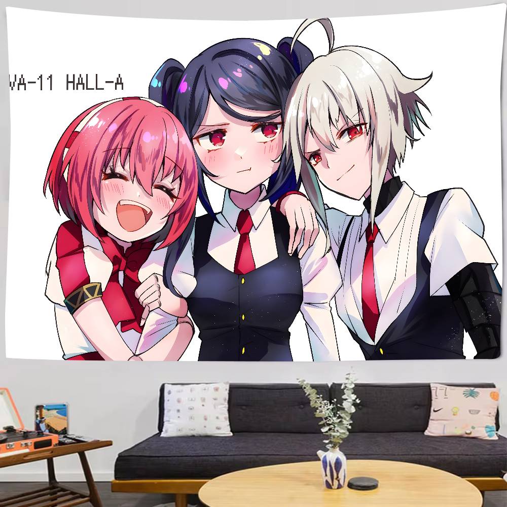 Hot Cool Game Va-11 Hall-A Tapestry Decoration Bedroom Dormitory Background Cloth Holiday Home Party Living Room Club Tapestry