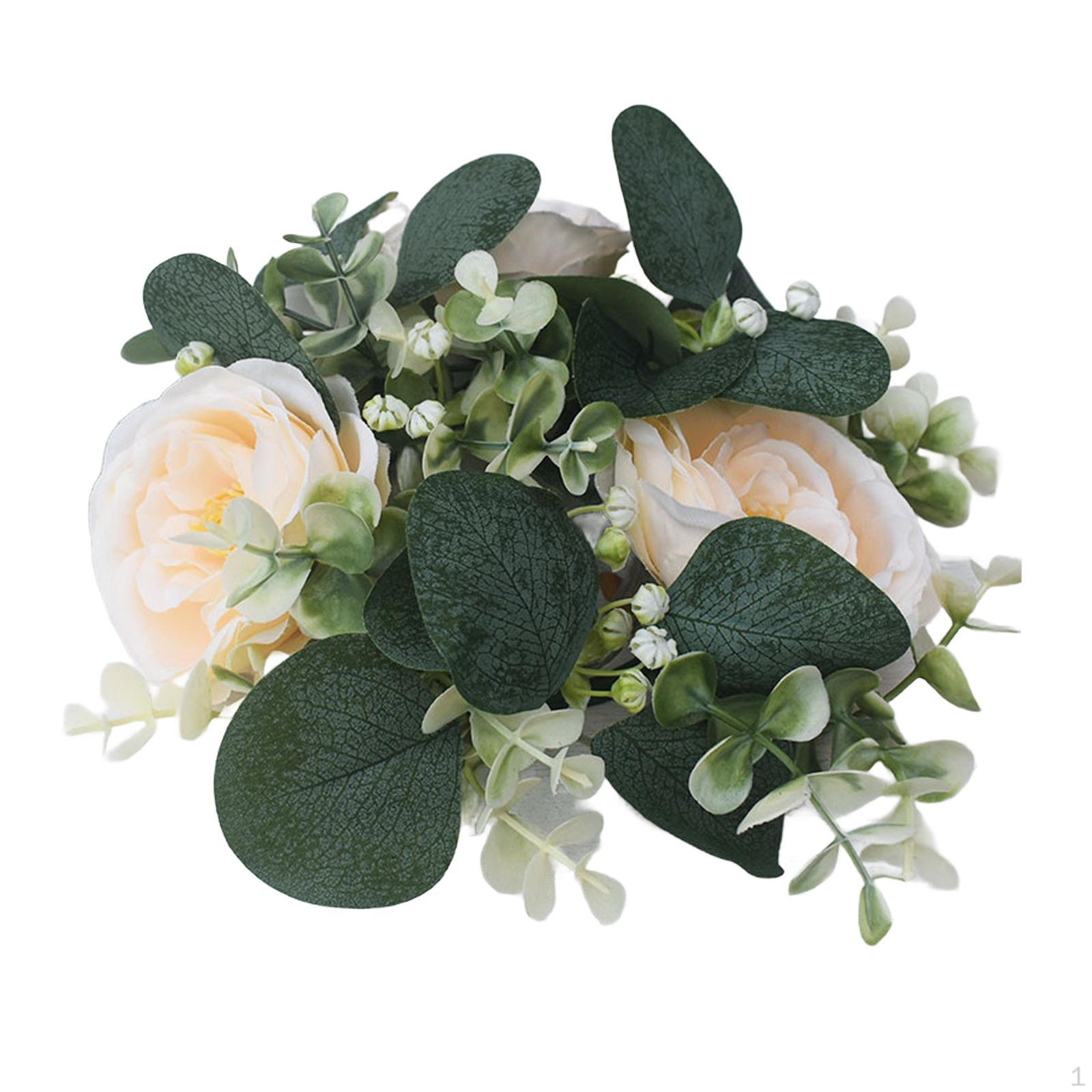 Candle Ring Artificial Eucalyptus Leaves Wreaths Home Decor Garland Table Centerpiece Greenery