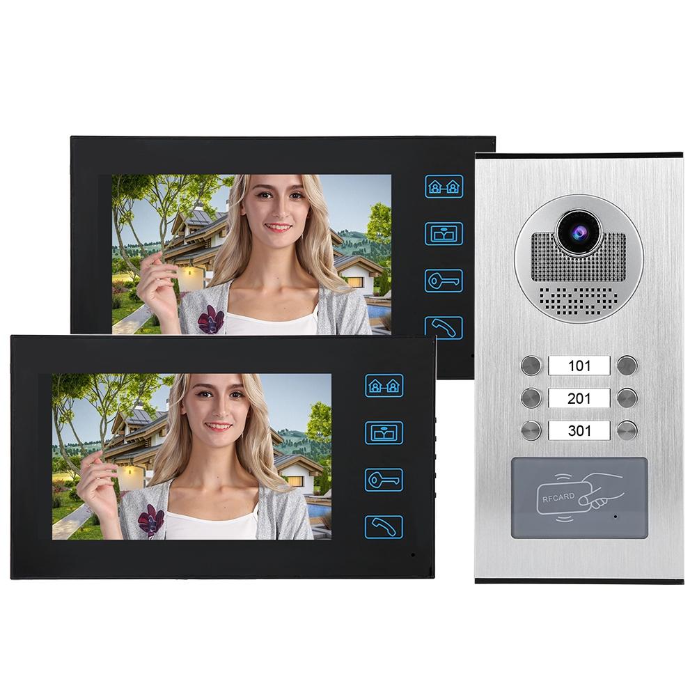 7in 2 Monitors RFID Home Video Access Doorbell Doorphone with Ir cUT Camera