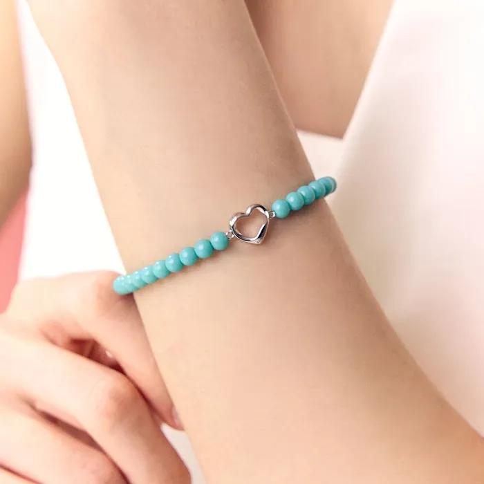 Silver Mint Bead Bracelet Dear Heart RA25C09A