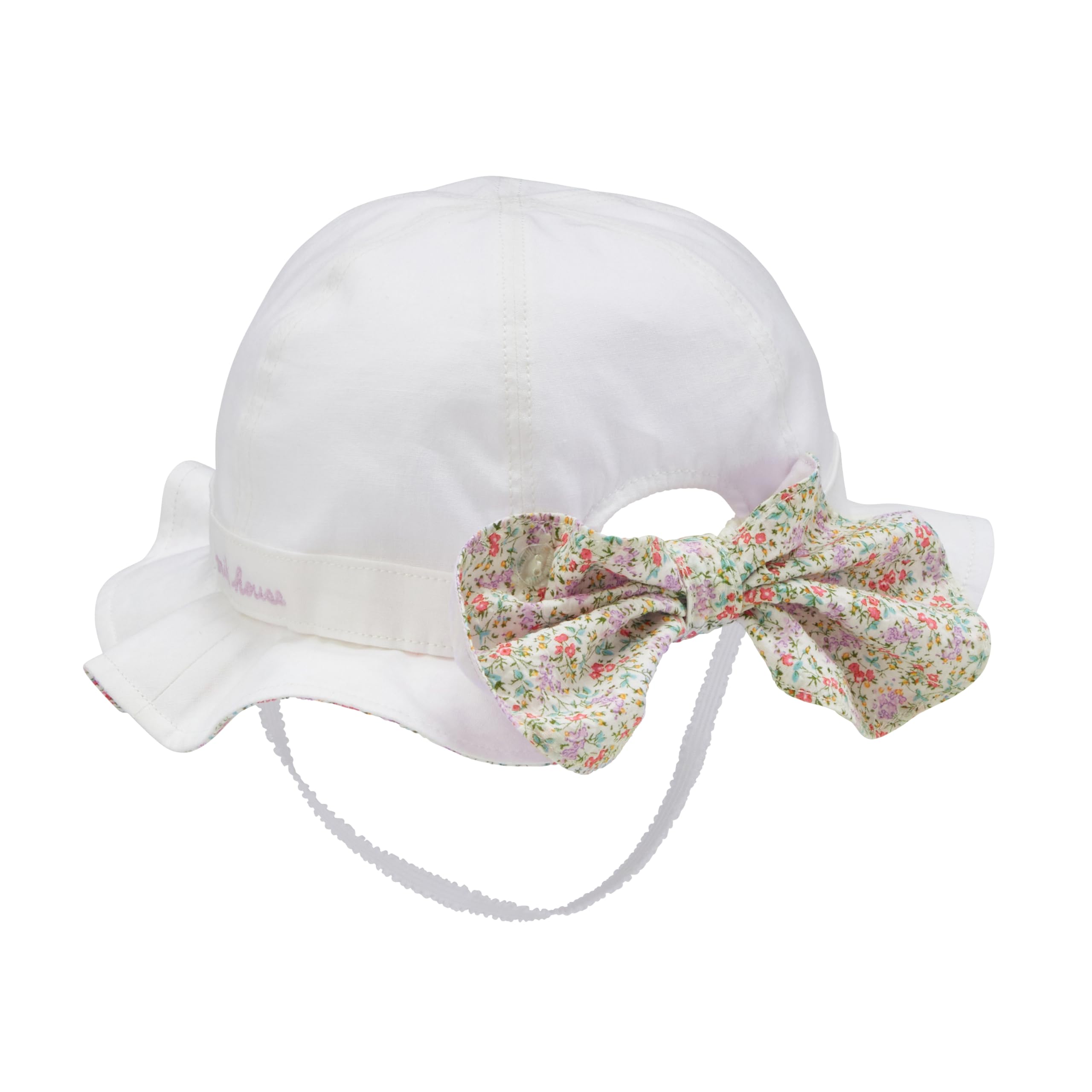 

UV with with for SS white [Miki House] Hat, protection, sunshade, 100% cotton, elastic, girls, baby, kids, children s clothing, 12-9103-145 (46-48cm), білий