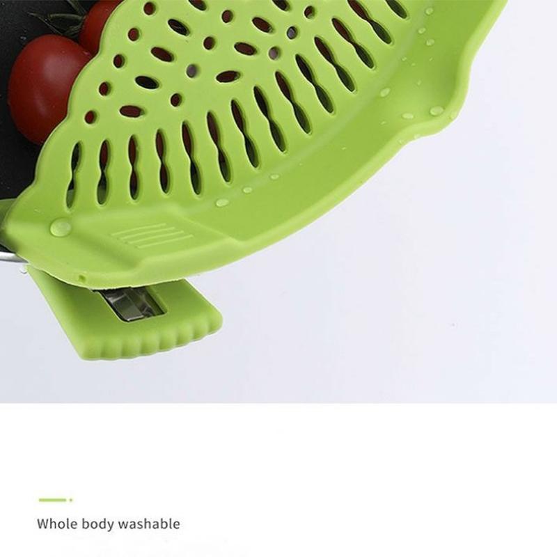 Silicone Clip On Pan Strainer Heat Resistant Food Draining Coliper For Pasta Vegetables & Pot Draining Universal Fit Kitchen Ga