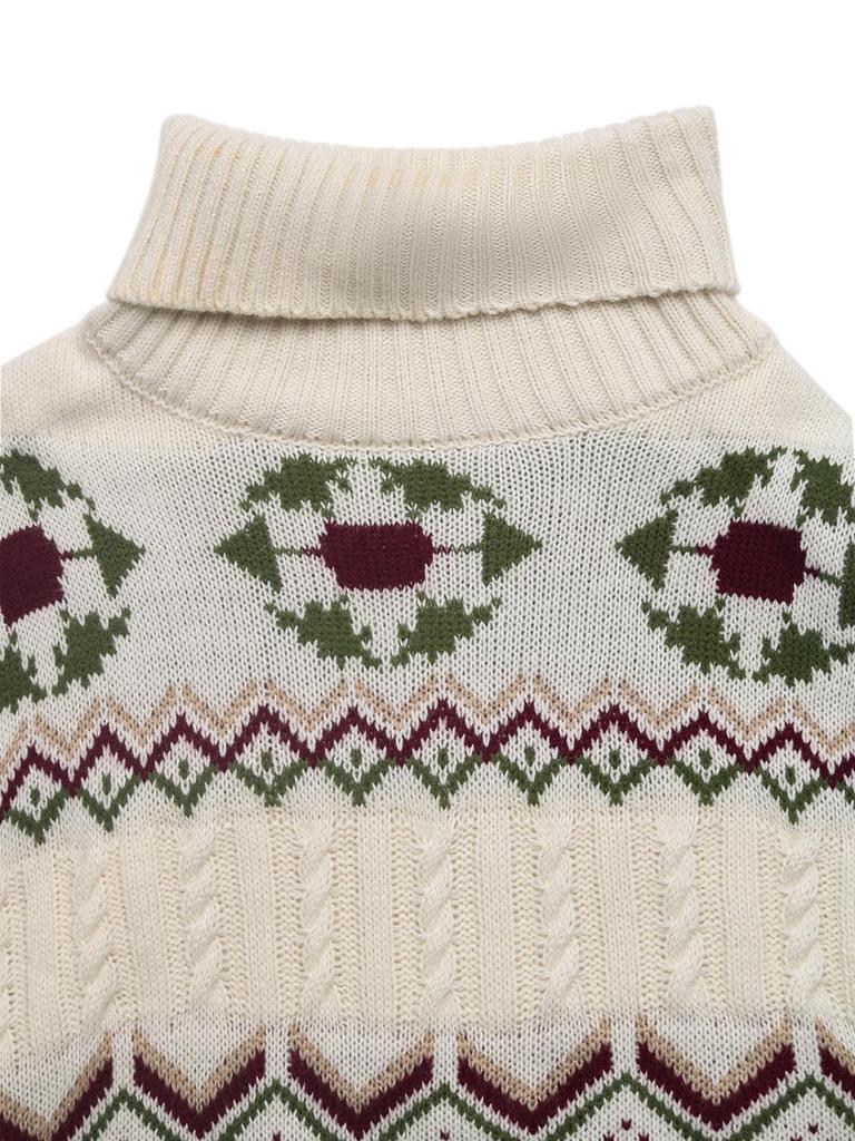 Baifen Zhi Yi Women's Retro Fair Isle Turtleneck Sweater - Autumn/Winter 2026