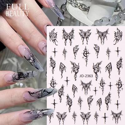 Laser Nail Stickers Butterfly Heart Star Design Adhesive Slider Decals Nail Art Stickers Manicure Decorations