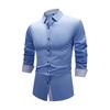 Stylish Stretch Men's Shirt, Colour-blocked Shirt, Men's Long-sleeved Business Shirt, Plus-size Men's Clothing