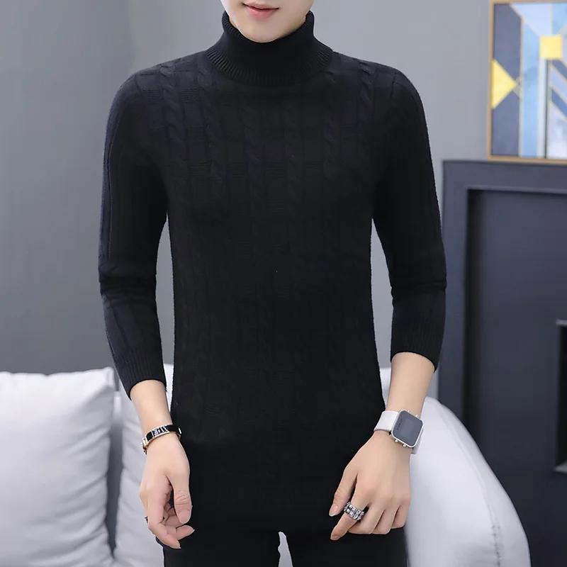 2025 Autumn Men Weave Sweaters Men Warm Turtlenck Knitted Pullover Solid Color Sweater Streetwear Homme Casual Harajuku Sweater