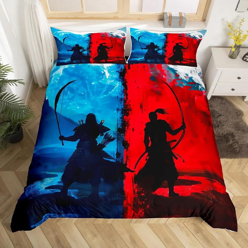 Taekwondo Bettbezug Set King Queen Größe, Chinesische Kampfkunst Kung Fu Bettwäsche Set, Sport Thema Bettdeckenbezug mit 2 Kissenbezügen