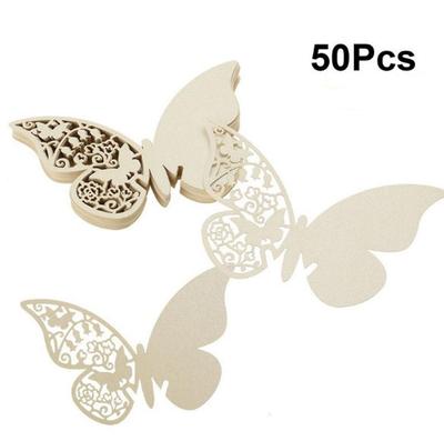 3D Butterfly Laser-Cut Wedding Seat Card In Ice White