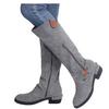 Women Zipper Square Heel Solid Color High Boots Knee-High Shoes Round Toe Boots