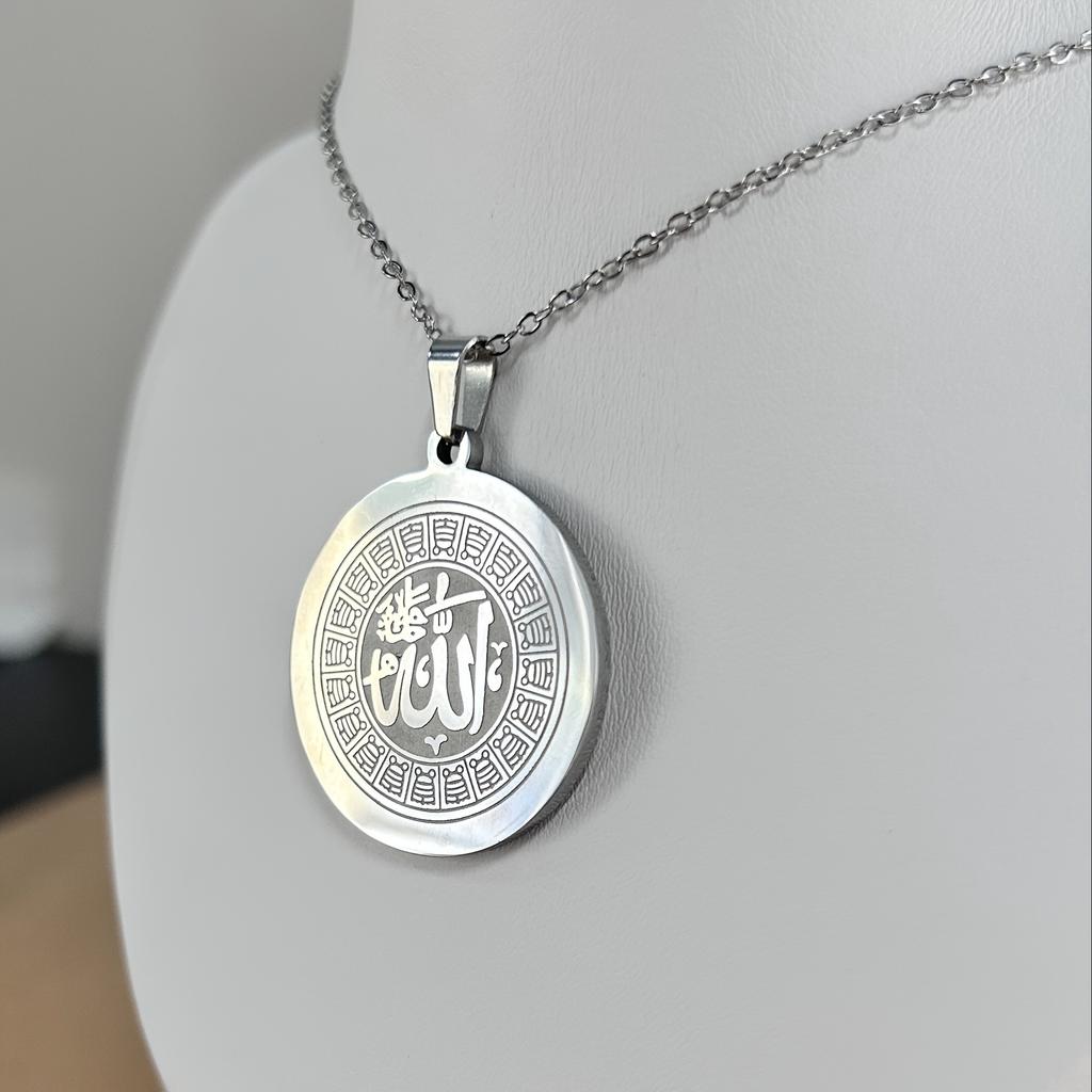 Round Arabic Name Pendant Necklace, Arabic Allah Necklace Pendant, Ideal For Friendship Souvenirs And Everyday Wear.