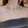New pearl star fringe splicing necklace women's niche light luxury design temperament collarbone chain jewelry women