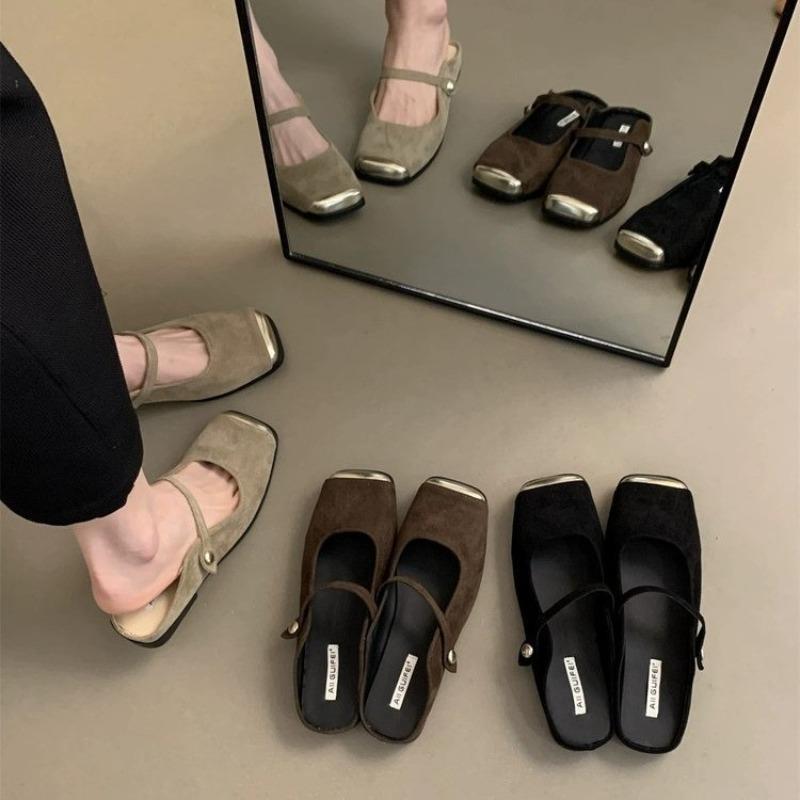Fashion Hot Selling 2025 New French Evening Breeze Gentle Toe Slippers Summer Fairy-Style Muller Single Shoes Casual Flat Women'S Shoes