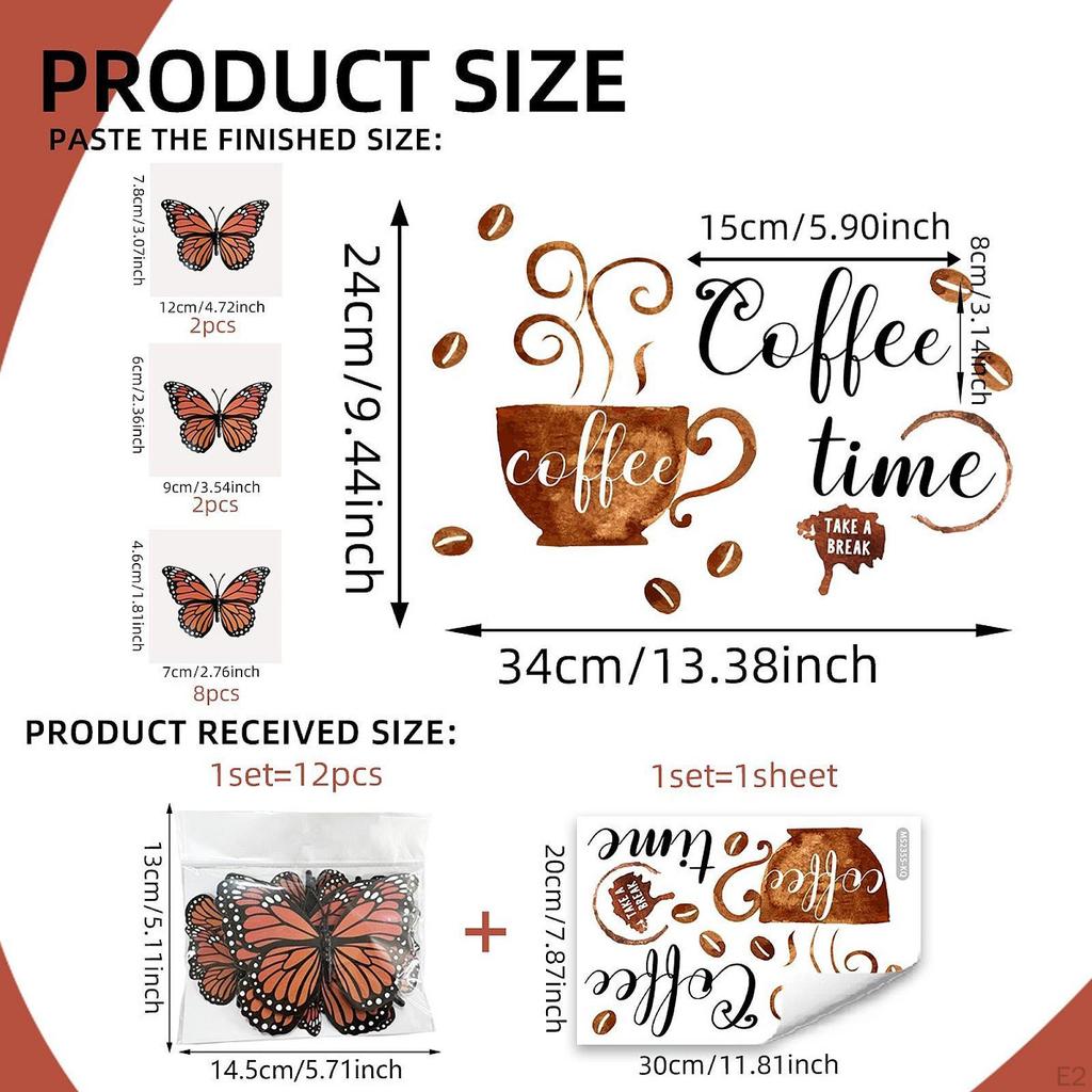 Coffee Cup Wall Stickers Three-dimensional Butterflies Waterproof Decal Wallpaper for Home