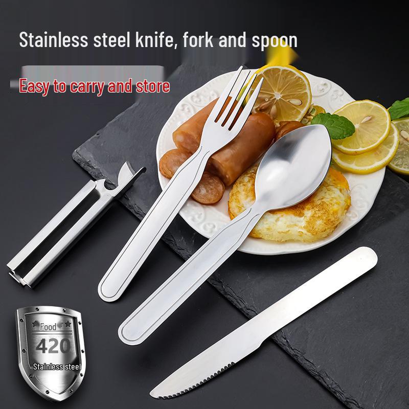 

Portable Stainless Steel 4-Piece Camping Cutlery Set: Multifunctional Knife, Fork, Spoon