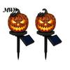 Auto on Off Light Solar Halloween Pumpkin Garden Stake Light, Waterproof Resin LED Outdoor Festival Decor Lantern, Spooky Yard Lighting for Patio Lawn