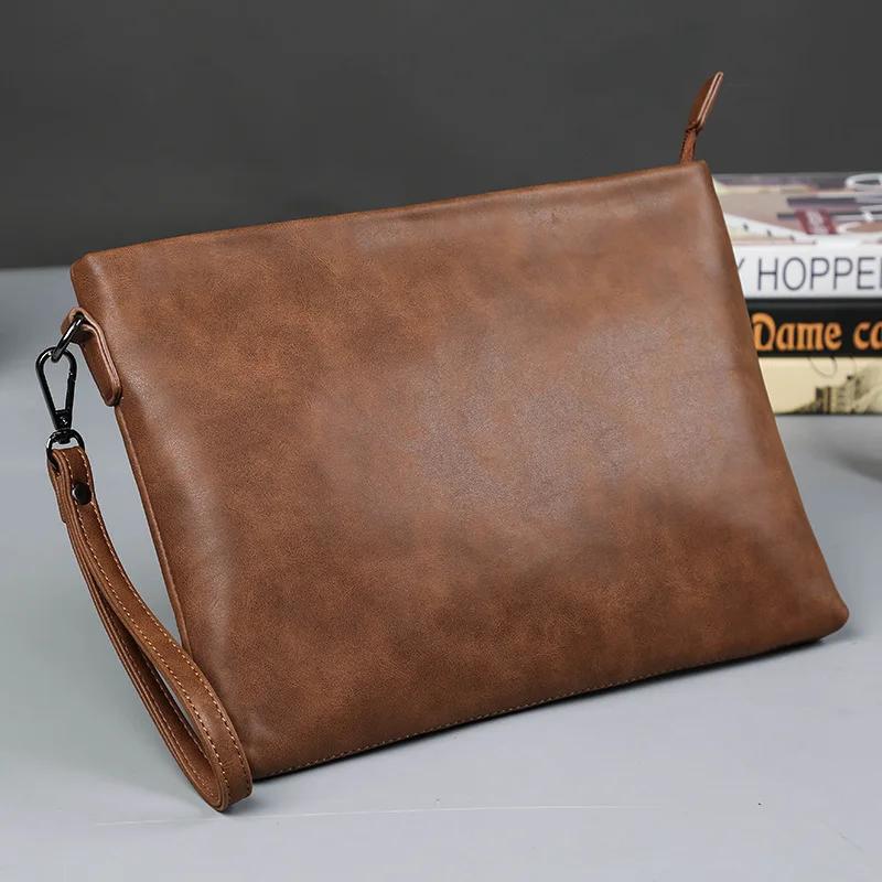 Men`s Luxury Crazy Horse Leather Clutch