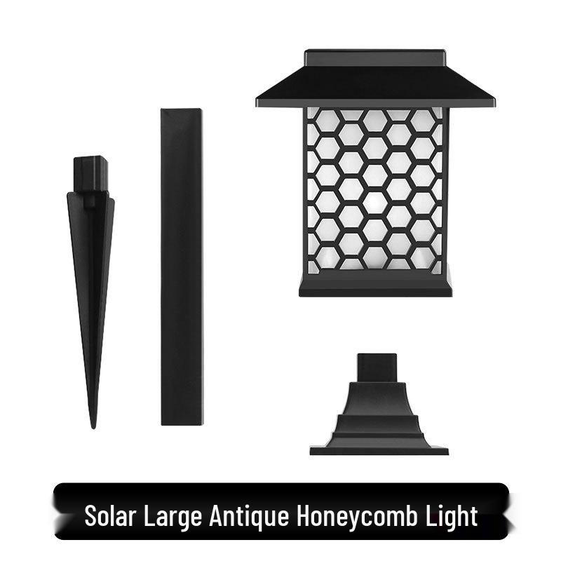 Antique Solar Garden Lamp: 5LED Lawn Stake Light Outdoor Decorative Lantern