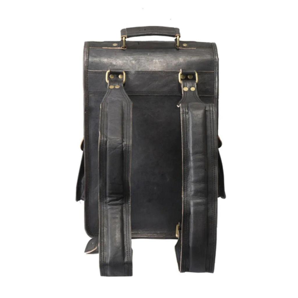 Męski plecak na laptopa Aktówka CZARNY Vintage 16" prawdziwej skóry