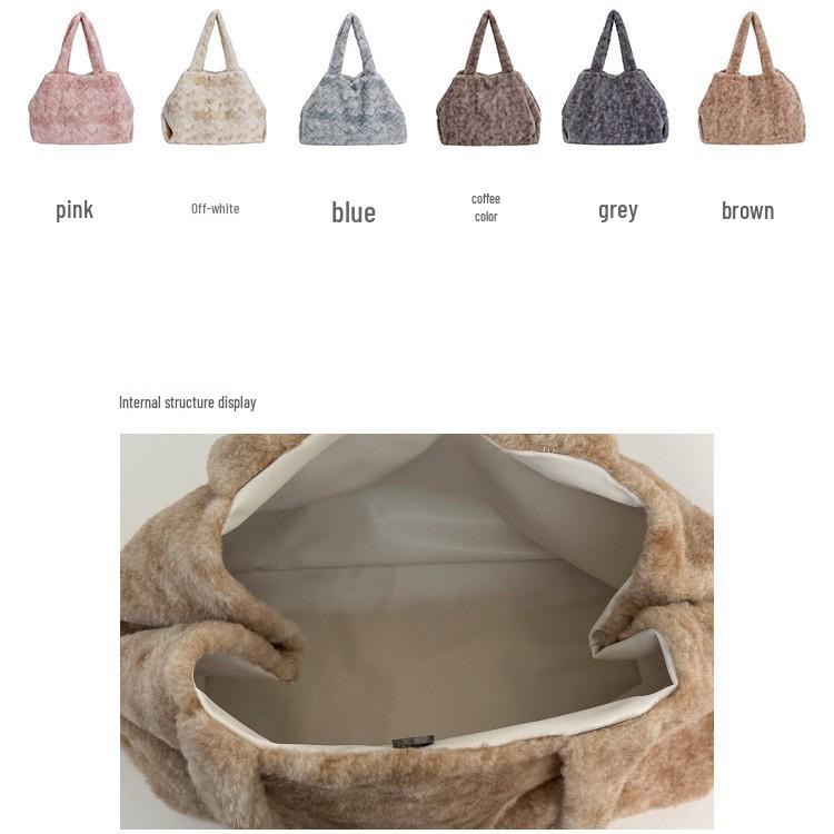 Plüsch Große Tragetasche im koreanischen Stil - Herbst/Winter Damen Lässige Schultertasche