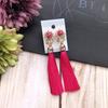 Retro flower gemstone with diamond fringed stud earrings long celebrity temperament earrings women's versatile earrings