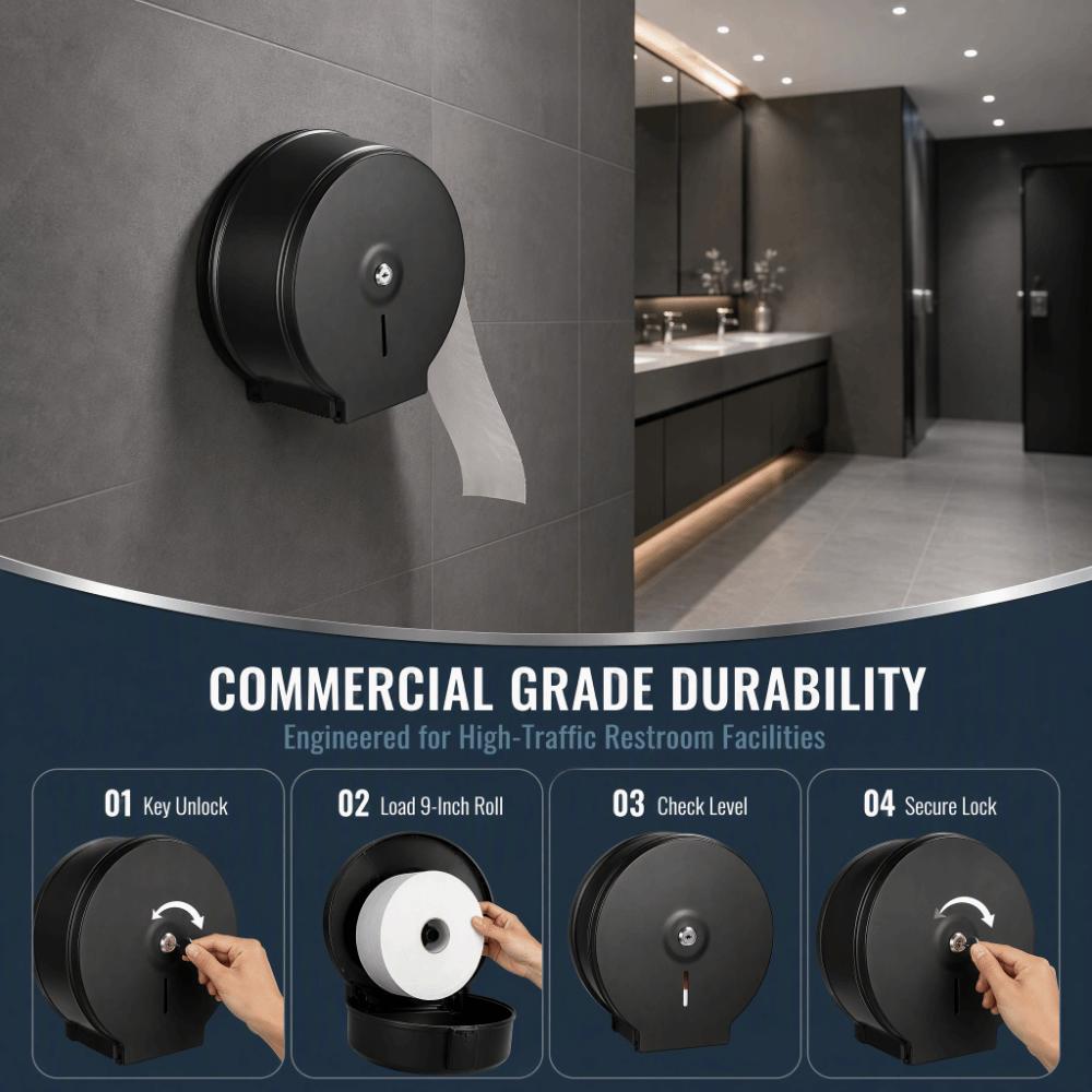 Brushed Finish Toilet Paper Dispenser 9 Inch Roll Jumbo Roll Dispenser  For Commercial Use