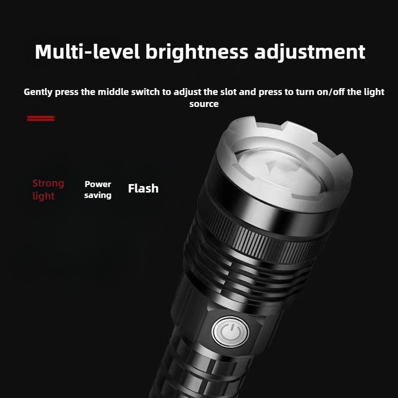 Rechargeable Led Super Bright Long-range Multi-function Outdoor Exploration P90 Strong Light Flashlight
