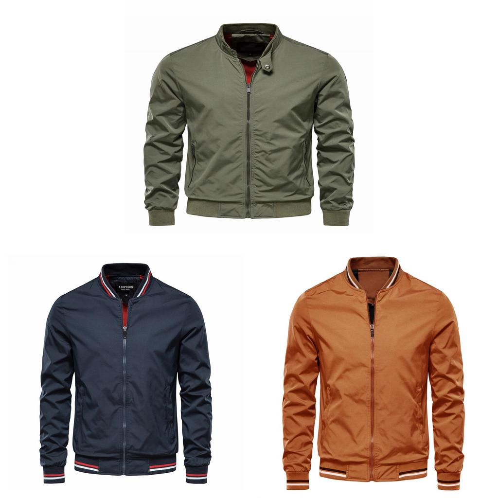 Casual Men Jacket Spring Autumn Thin Windproof Durable Polyester For Teenagers