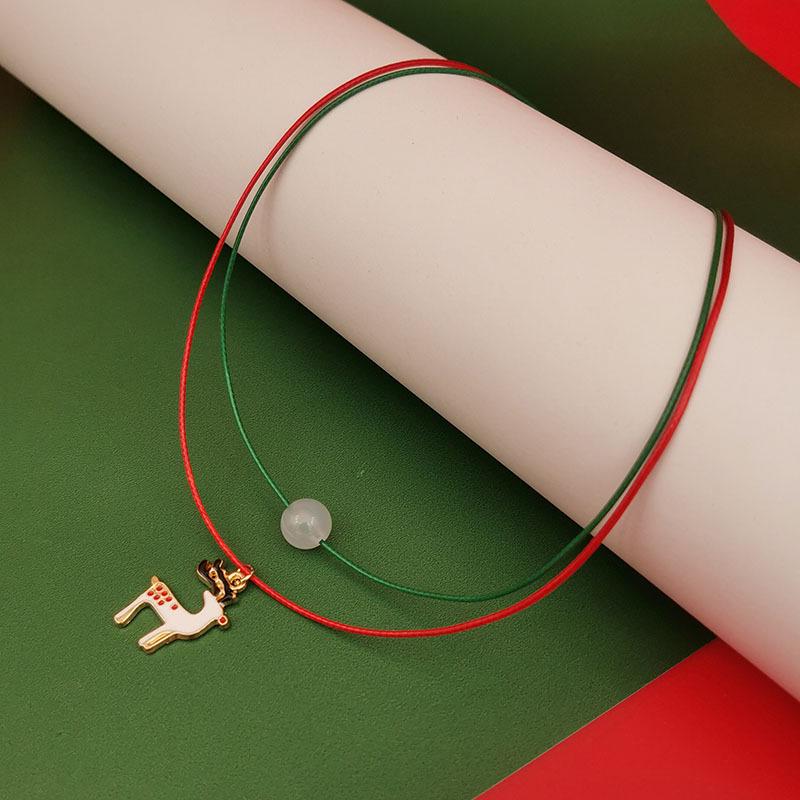 2025 Lichtgevende Kerst Ketting: Kerstklok, Boom, Rendier, Sneeuwvlok Dubbellaags Sleutelbeenketting
