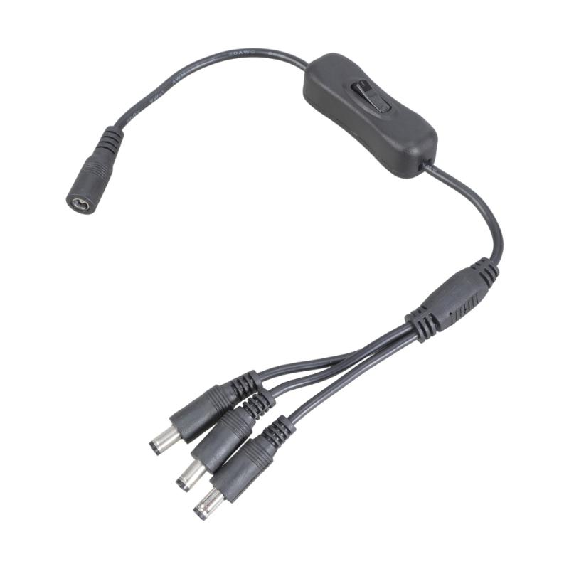 5.5x2.1mm DC5521 Y Splitter Power Cable with On/Off Switcher for Security Camera and LED Light 37CM