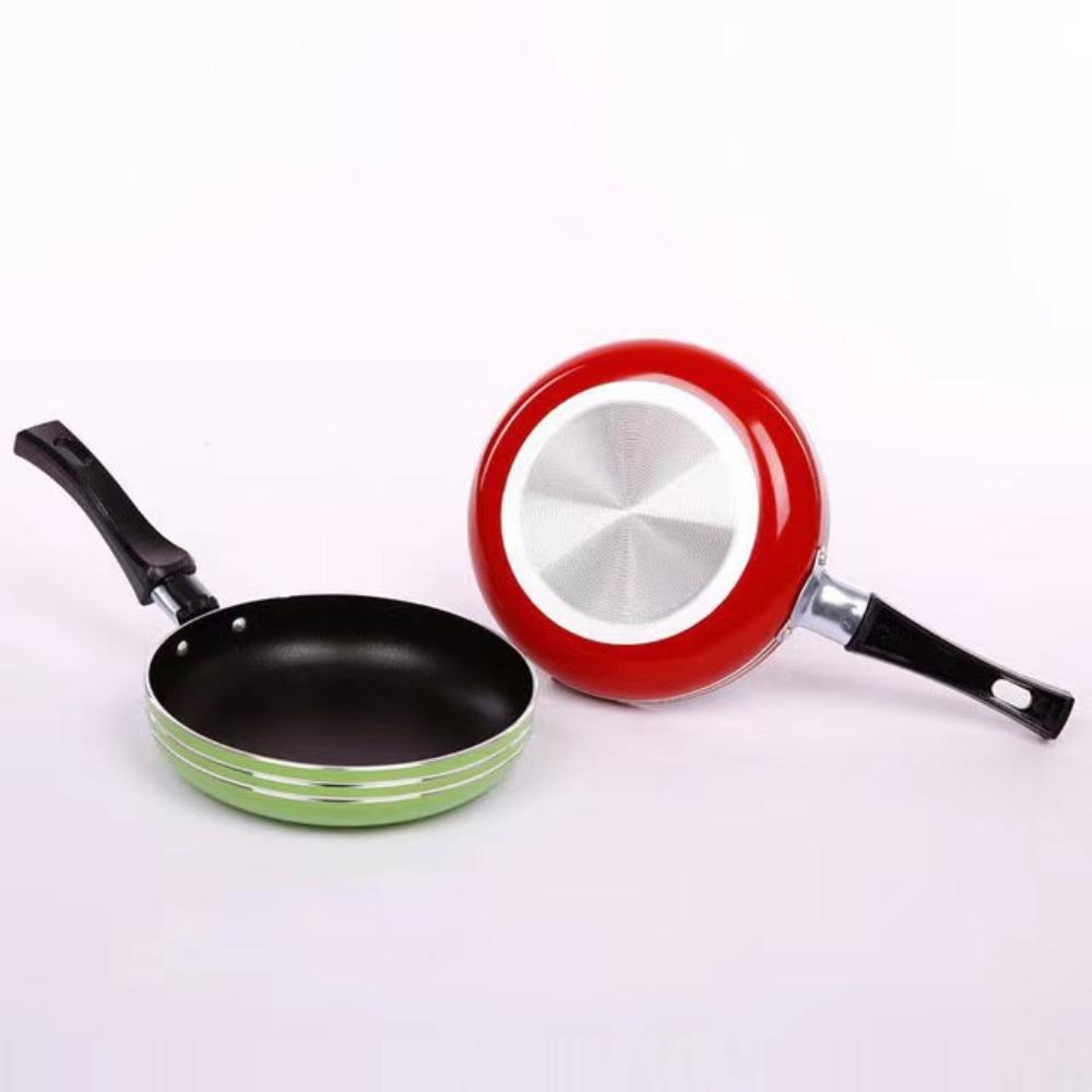 Mini Plastic Handle Aluminum Flat Bottom Fried Egg Pan, Thickened Non-Stick Pan Flat Bottom Fried Egg Fried Steak Aluminum Fried Pan