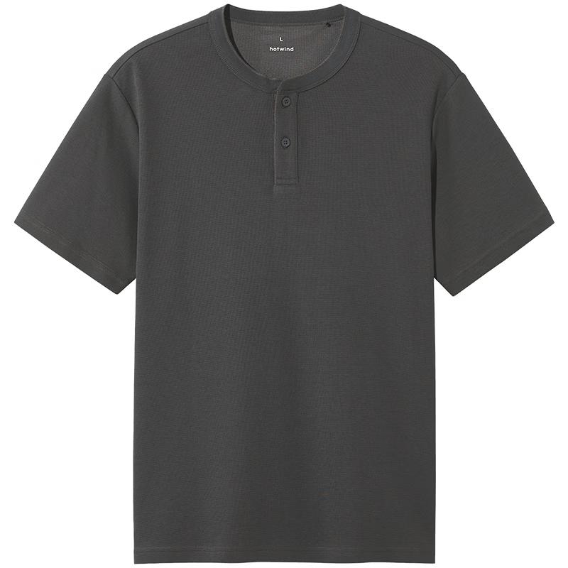 Hotwind Men s Basic Henley Neck Short Sleeve T-shirt L