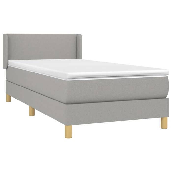 Maison Exclusive - Bed Slatted Base and Mattress Light Grey 90x190 Cm Fabric