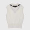 LIKK Cable V-Neck Knit Vest (White)_L4A1-Nv07K