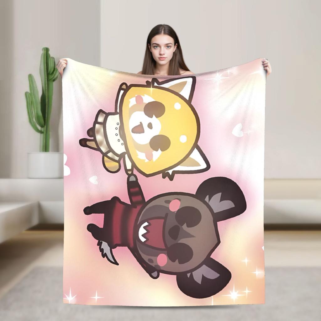 Aggretsuko Flannel Blanket Winter Super Warm Bedding Throws for Kids Adult Living Room Comfortable Bedspread Sofa Bed Cover