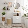 VASAGLE Wooden Bathroom Floor Cabinet Storage Organiser Rack, Kitchen Cupboard Free Standing, with Double Shutter Doors, White