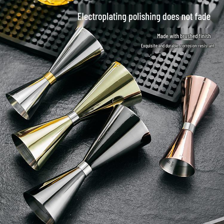 Double-Headed Stainless Steel 304 Gold Ring Jigger with Scaled Measuring Cup for Cocktails