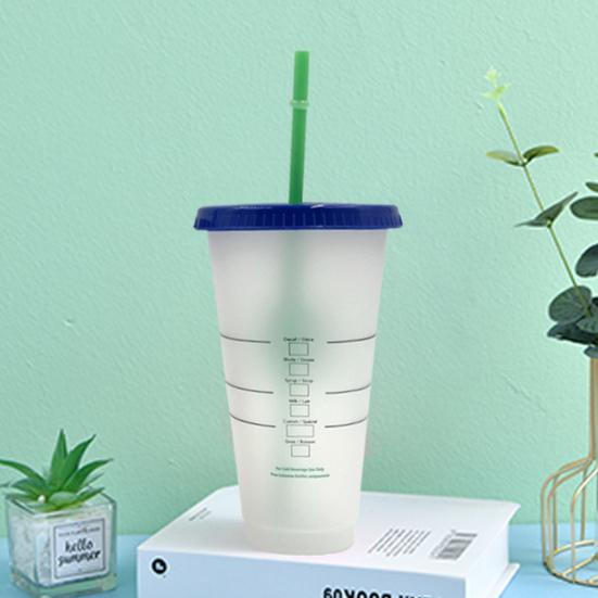 700 ml-es szalmapalack Környezetbarát fix gyűrűs kivitelű PP színváltós vízpohár Home