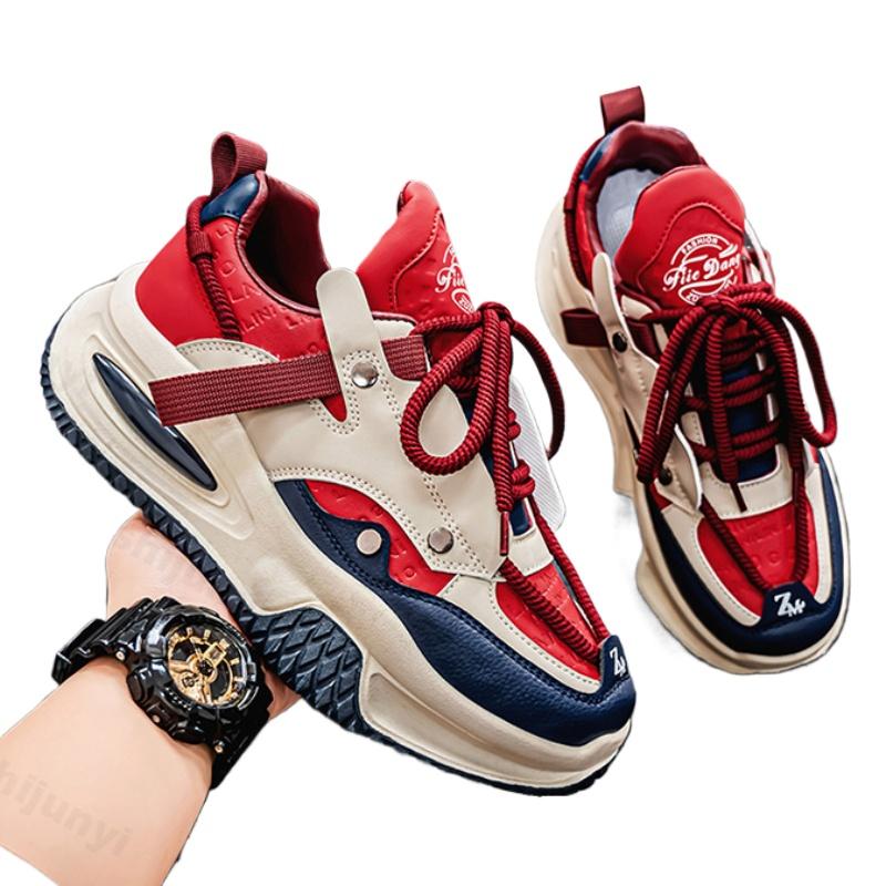 Mens Casual Sneakers Shoes 2025 Spring Thick Sole Fashion Comfortable Mixed Colour Anti Slip Board Footwear Zapatillas De Hombre