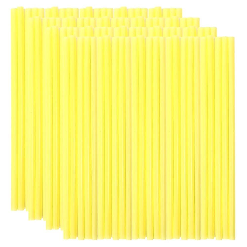 

100 шт. цветные пластиковые одноразовые большие питьевые трубочки для жемчужного пузыря молочного чая смузи напитки принадлежности для вечеринок барные принадлежности жёлтый